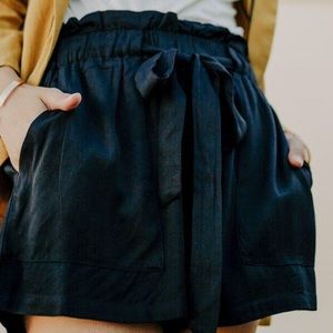 Paper bag tie mini skirt